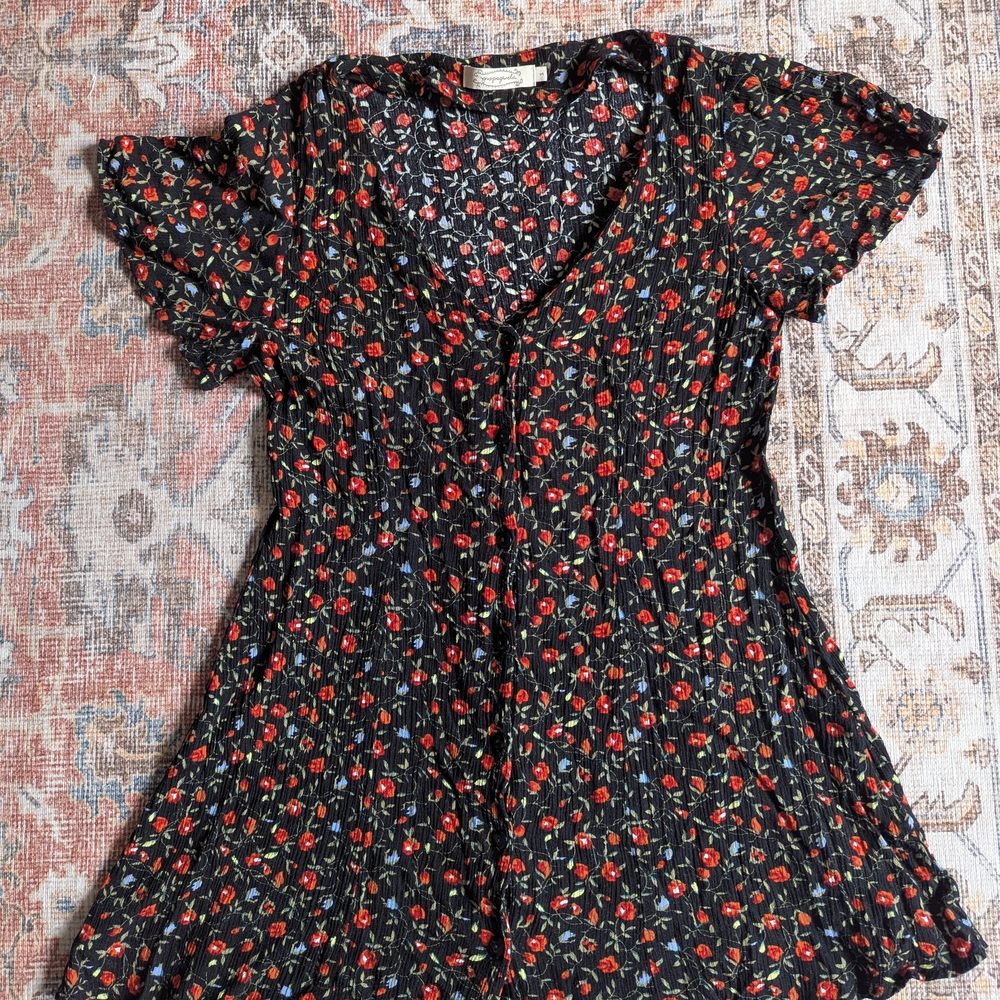 Floral Black Mini Dress